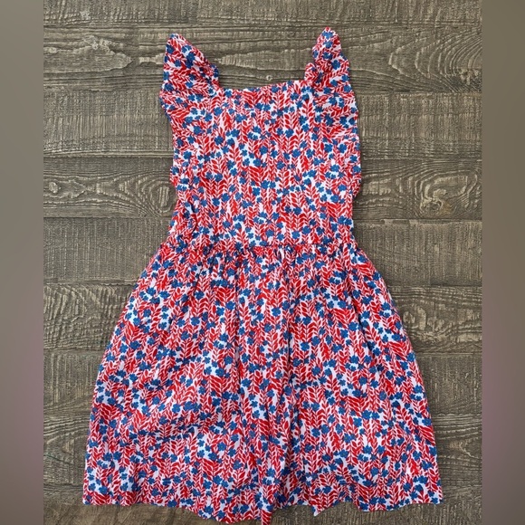 Crewcuts blue and red floral button front dress 7 - Picture 6 of 7
